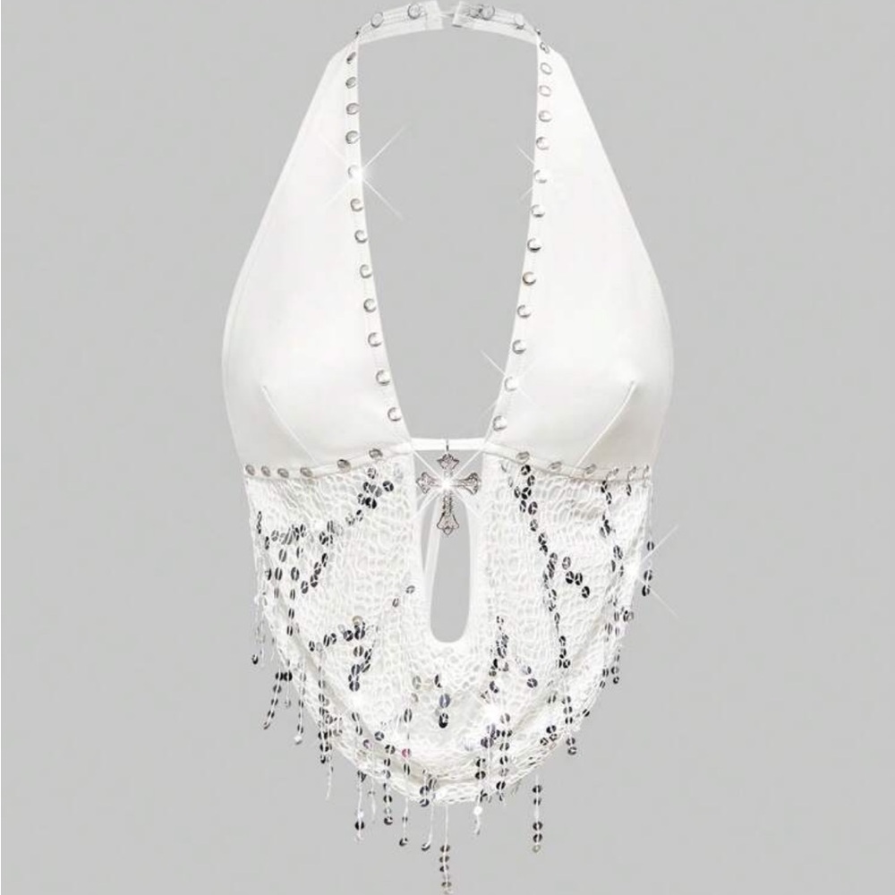 ROMWE White Top with Silver Details